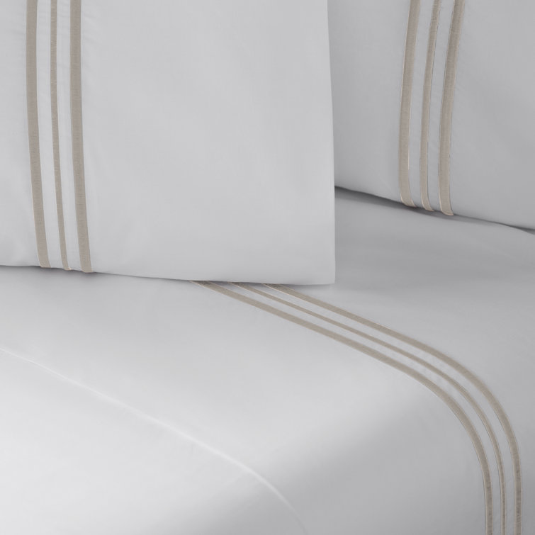 Standard White Cotton Pillowcase with Fuchsia Embroidery
