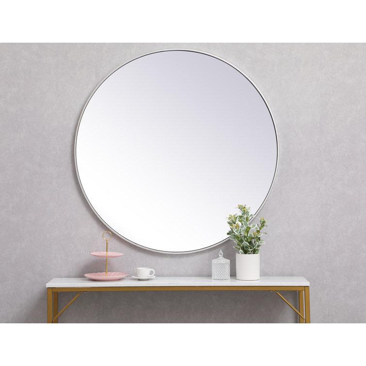 Silver Round Metal Frame Wall Mirror 32"