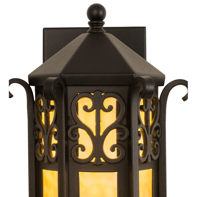 Black and Beige Glass Lantern Wall Sconce