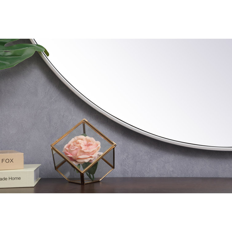 Silver Round Metal Frame Wall Mirror 32"