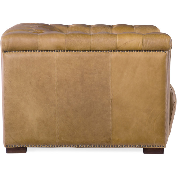 Saddlebag Coin Leather Recliner with Dark Wood Finish