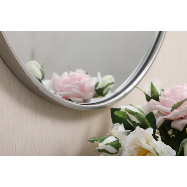 Silver Round Metal Frame Wall Mirror 32"
