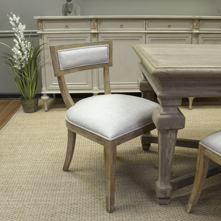 Natural Cream Linen Upholstered Cane Back Side Chair