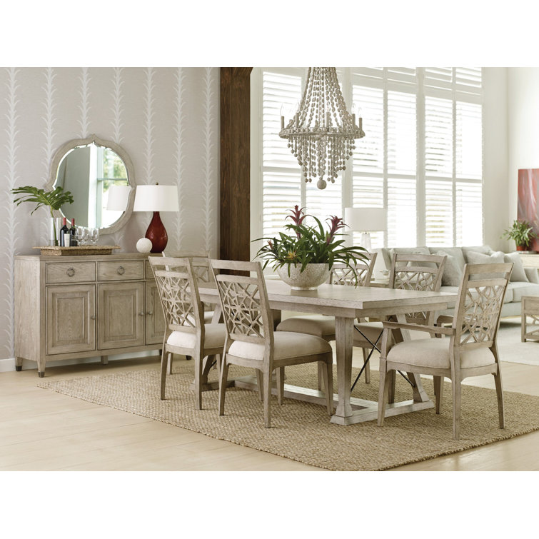 Transitional Clayton Extendable Oak Dining Table in Soft Gray