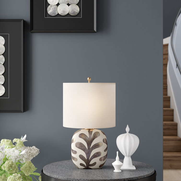 Natural Bisque and White Ceramic Outdoor Table Lamp