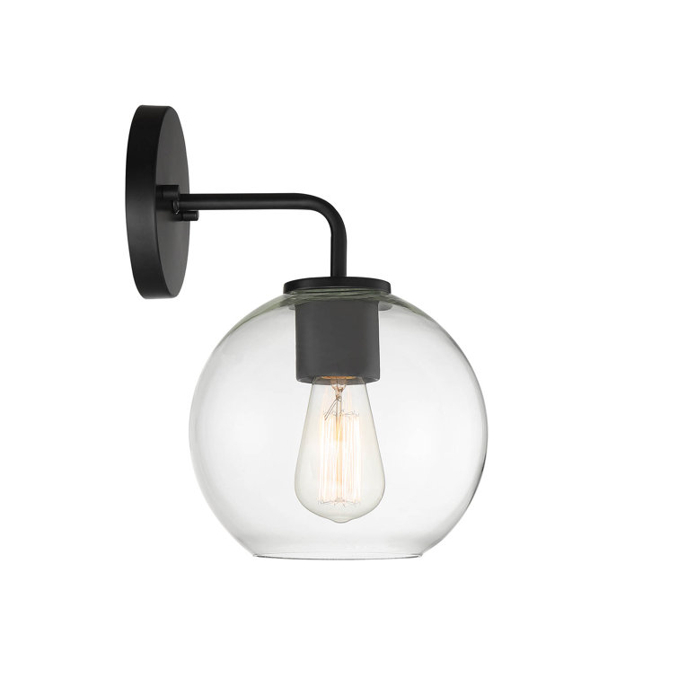 Matte Black Metal Globe Outdoor Wall Light
