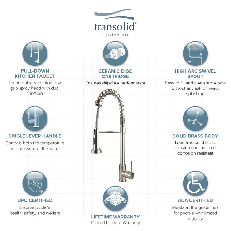Cuisine Pro Luxe Stainless Steel Pull-down Kitchen Faucet with Sprayer