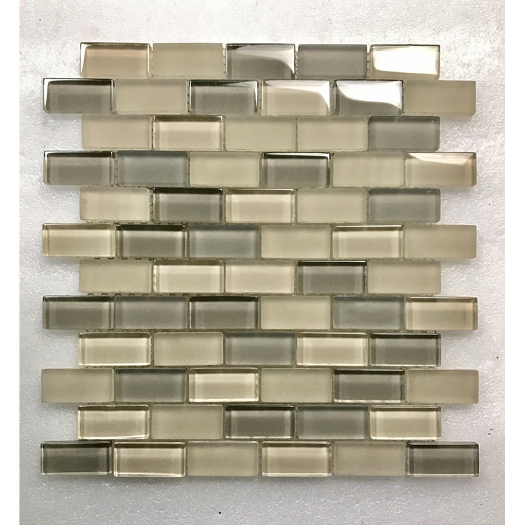 Free Flow Beige Glass Brick Mosaic Wall Tile
