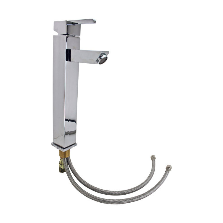 Tall Chrome-Plated Brass Single-Handle Bathroom Faucet