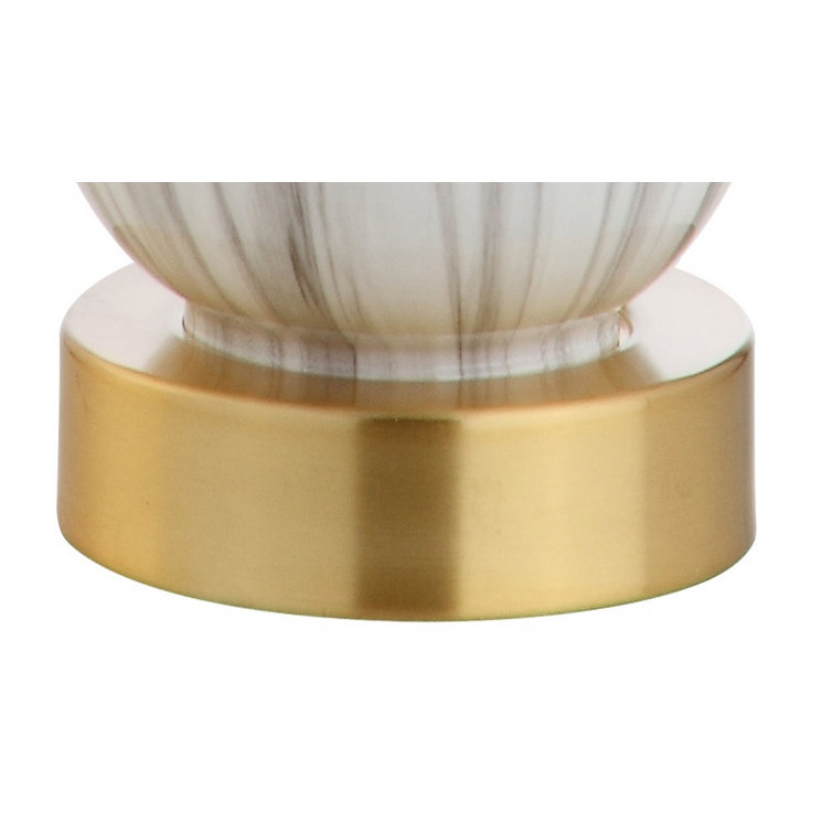 20.5" Mini Glass LED Table Lamp with White Linen Shade