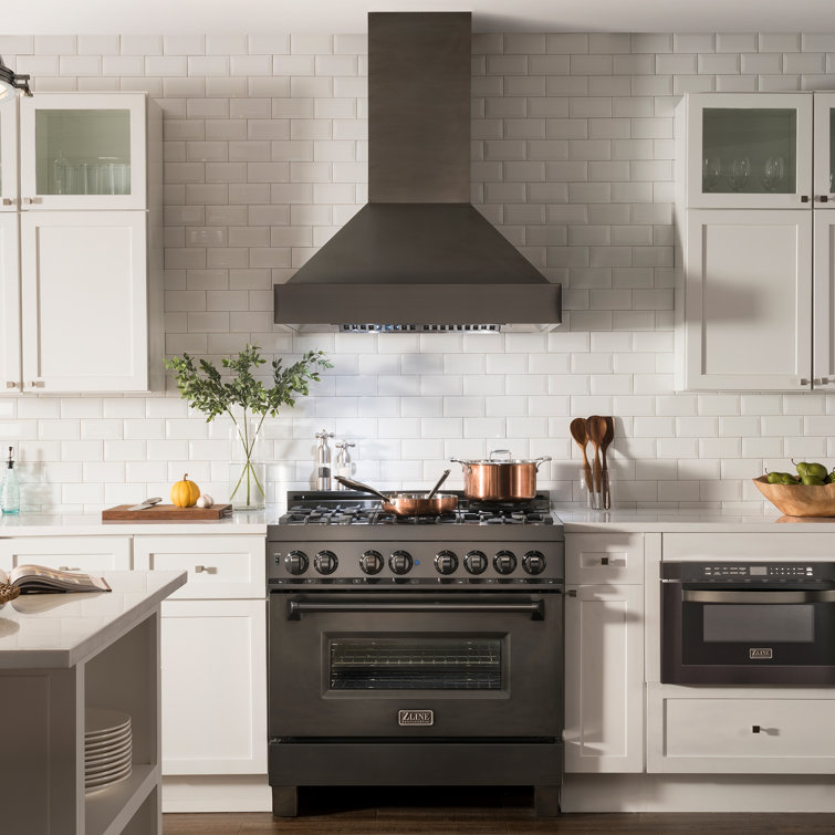 36" Black Stainless Steel Convertible Wall Mount Range Hood