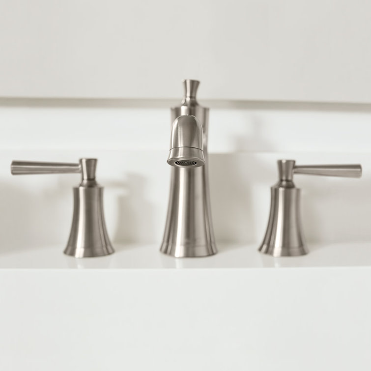 Joleena Brushed Nickel Widespread Bathroom Faucet with Drain