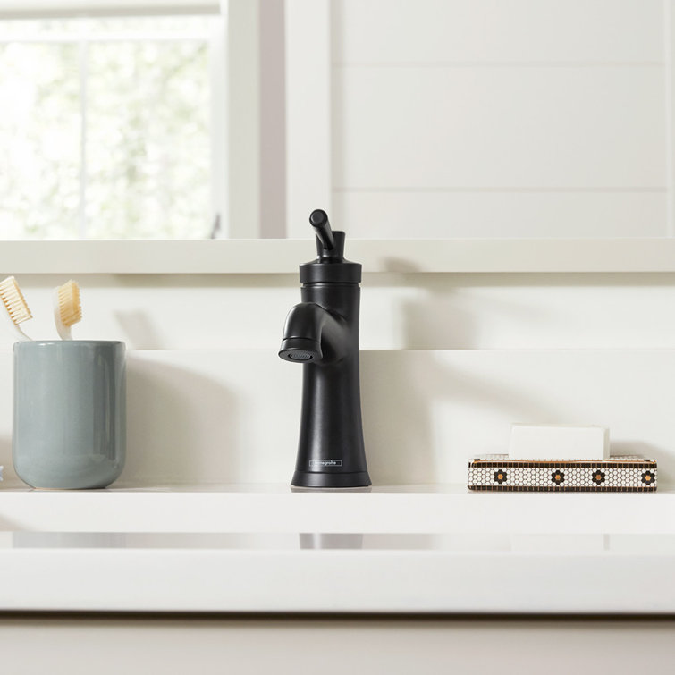 Joleena Matte Black Transitional Single-Hole Bathroom Faucet with Aerated Spray