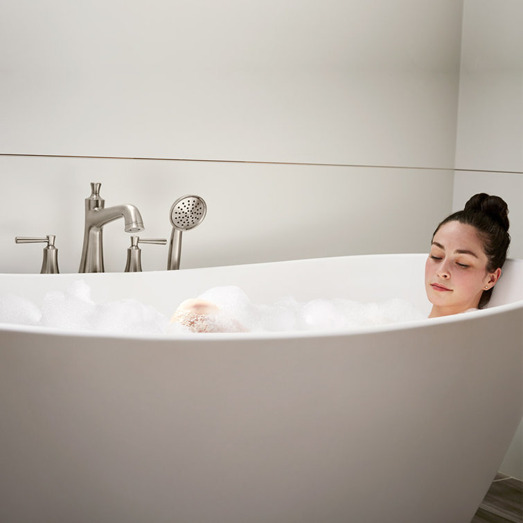 Brushed Nickel 4-Hole Roman Tub Filler with Handshower