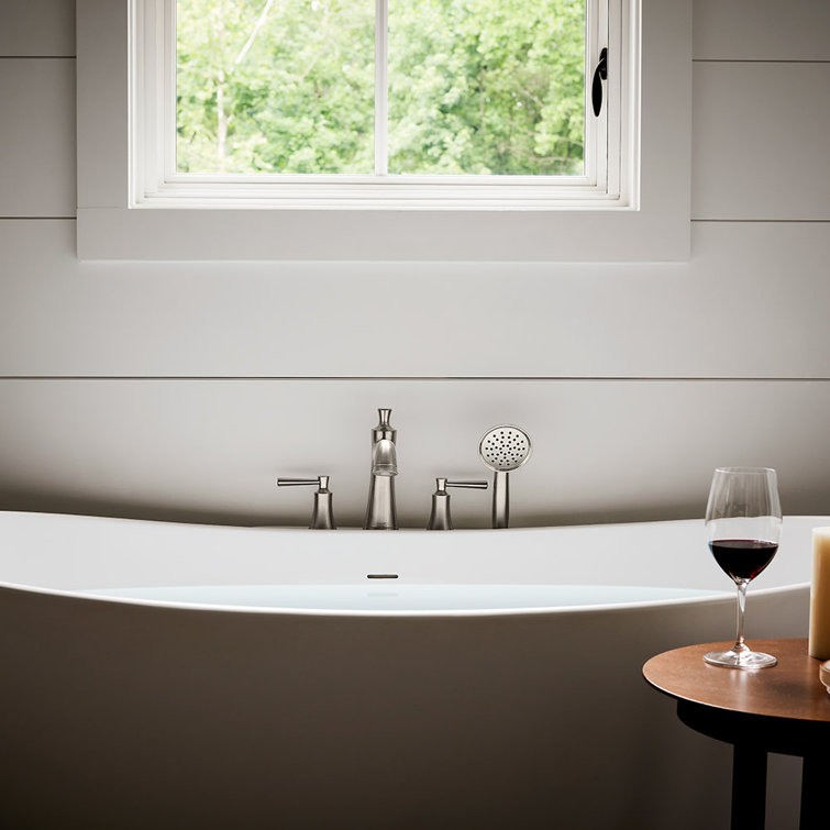 Brushed Nickel 4-Hole Roman Tub Filler with Handshower