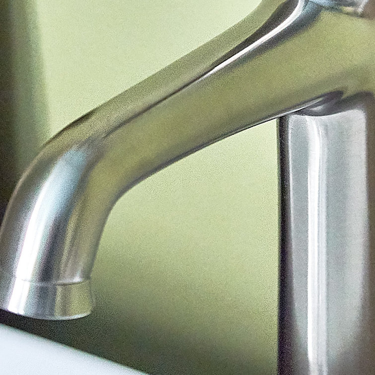 Brushed Nickel Single-Hole Bathroom Faucet with Pop-Up Drain