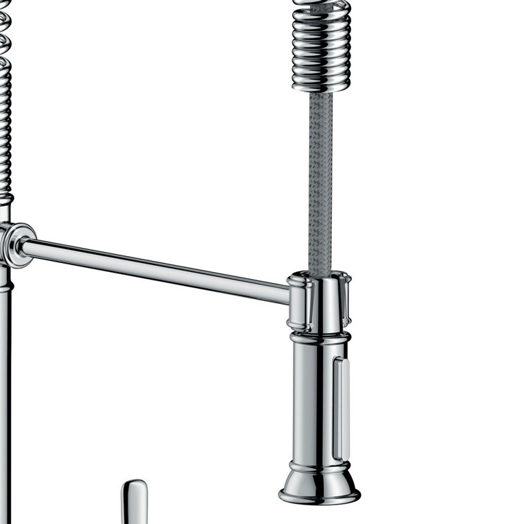 Chrome 24.5" Brass Traditional Kitchen Faucet with Pull-out Spray