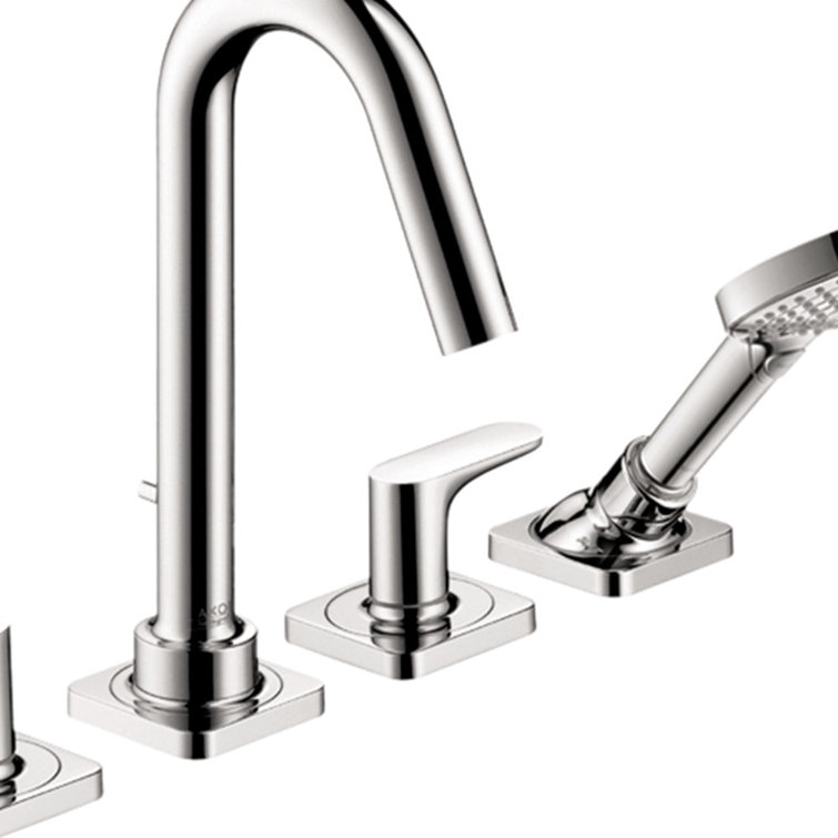 Elegante 11" Brushed Nickel Modern Deck-Mounted Tub Faucet with Handshower