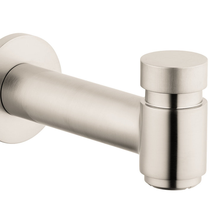 Modern Wall Mounted Tub Spout with Diverter in Brushed Nickel