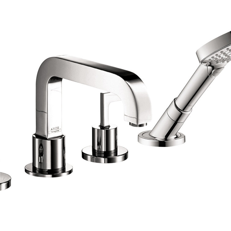 Chrome Brass Modern Widespread Roman Tub Faucet with Handshower