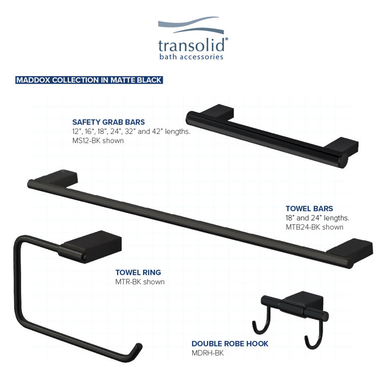 Maddox 32-Inch Black Stainless Steel Grab Bar