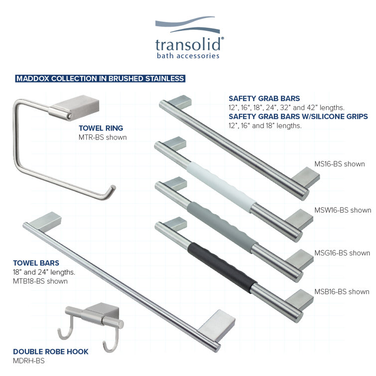 Brushed Stainless Steel 12-Inch Grab Bar