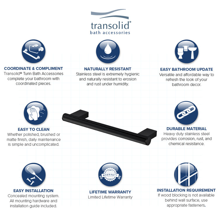 Maddox 32-Inch Black Stainless Steel Grab Bar