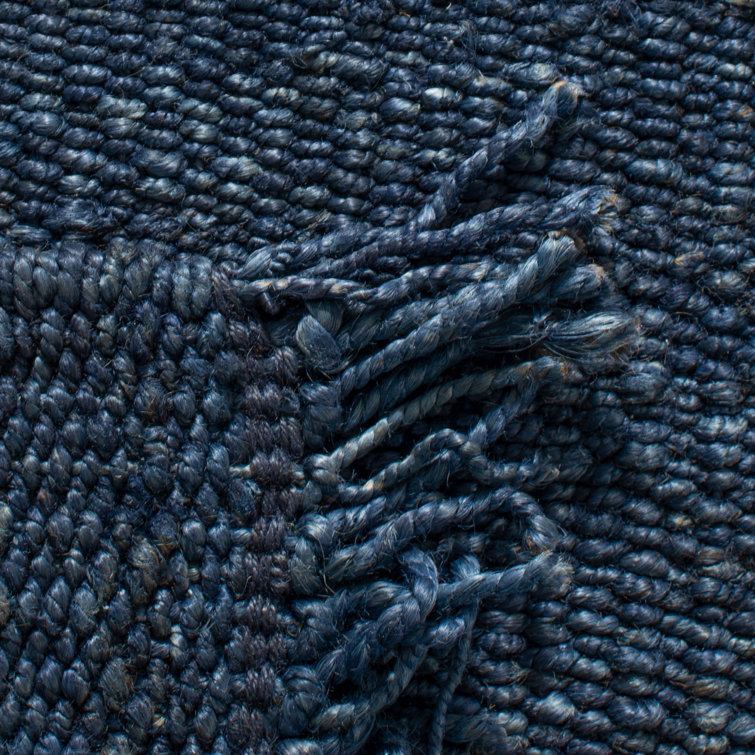 Navy Hand-Knotted Jute Area Rug, 4' x 6'