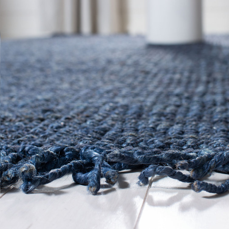 Navy Hand-Knotted Jute Area Rug, 4' x 6'