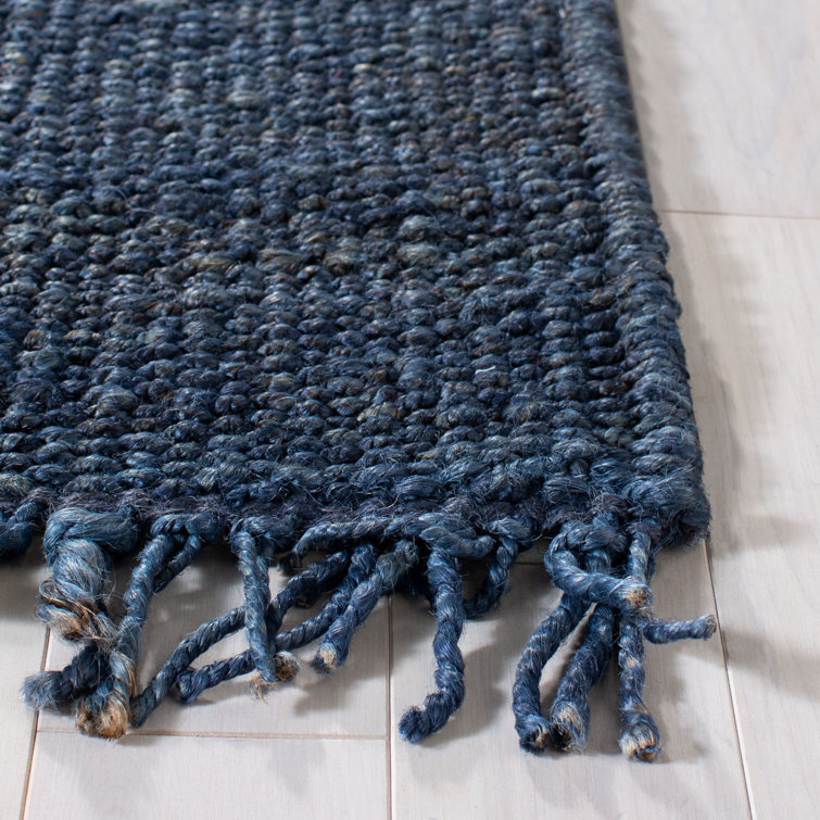 Navy Hand-Knotted Jute Area Rug, 4' x 6'
