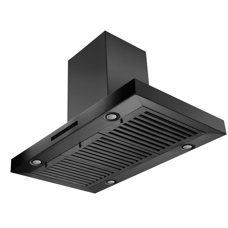 30" Black Stainless Steel Convertible Island Range Hood