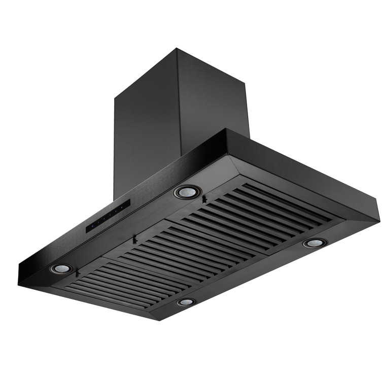36" Black Stainless Steel Convertible Island Range Hood