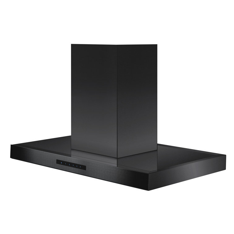 36" Black Stainless Steel Convertible Island Range Hood