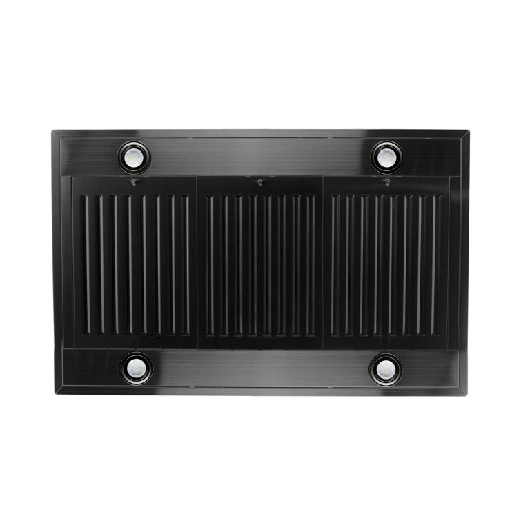 36" Black Stainless Steel Convertible Island Range Hood