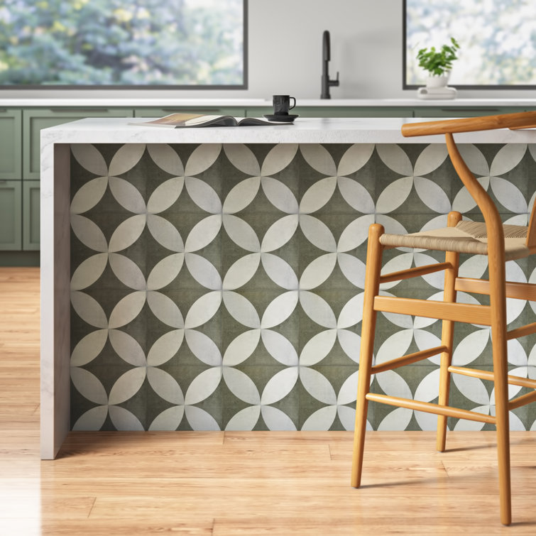 Anabella 9" x 9" Matte Green and White Porcelain Tile