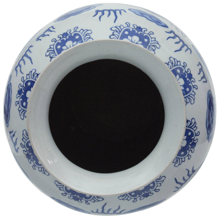 14" Blue and White Porcelain Dragon Vase