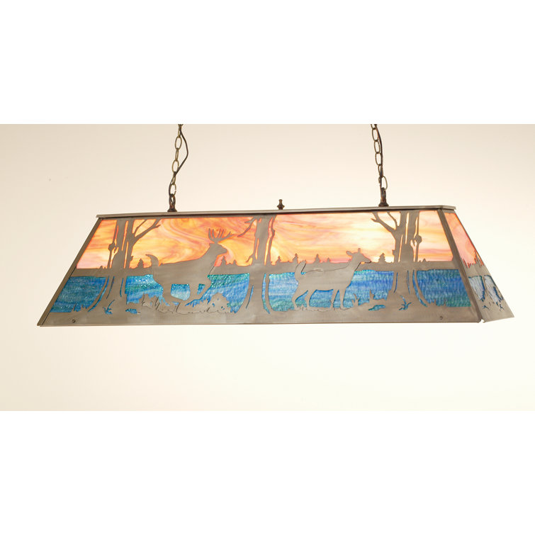 Rustic Copper and Glass Deer Island Pendant Light