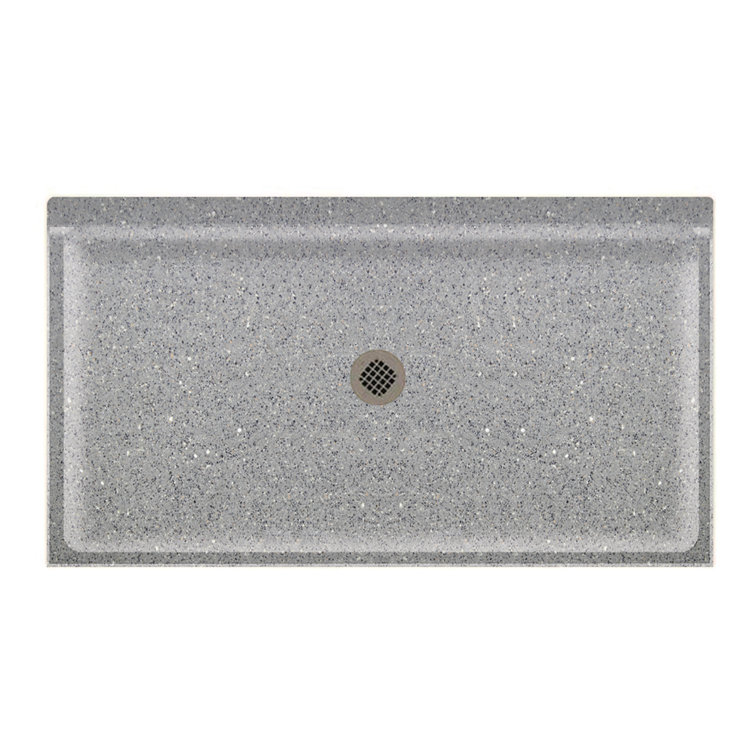 Canyon Gray Solid Surface Rectangular Shower Base with Center Drain