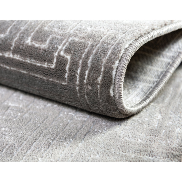 Gray Geometric 8' x 10' Stain-Resistant Synthetic Rug