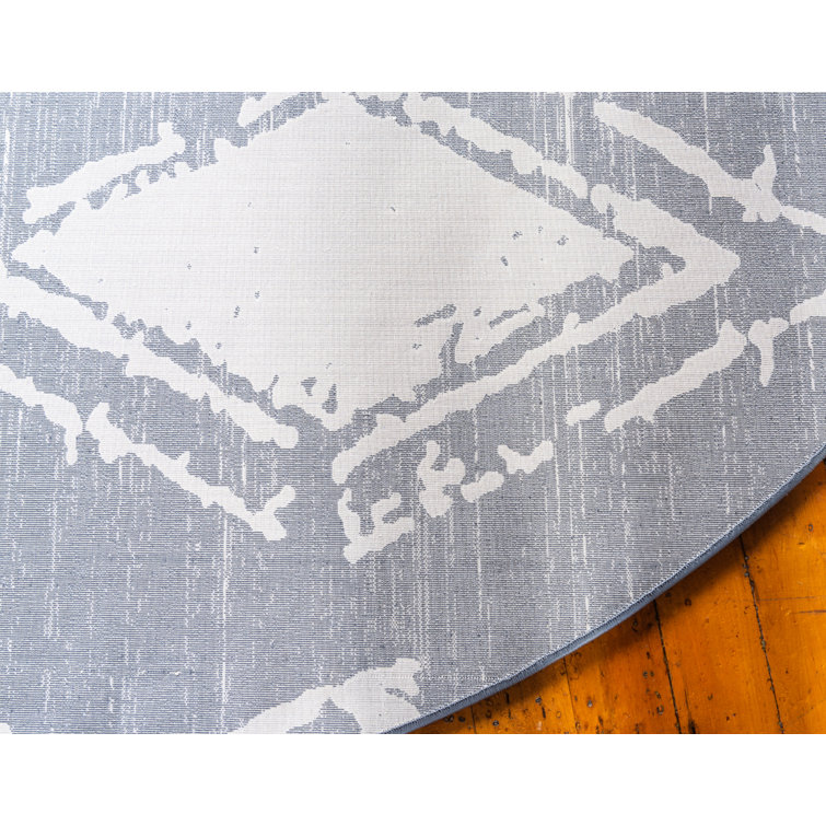 Navy Blue Geometric Rectangular Synthetic Area Rug