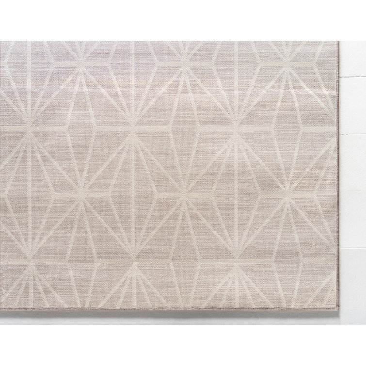 Brown Geometric Stain-Resistant Rectangular Area Rug