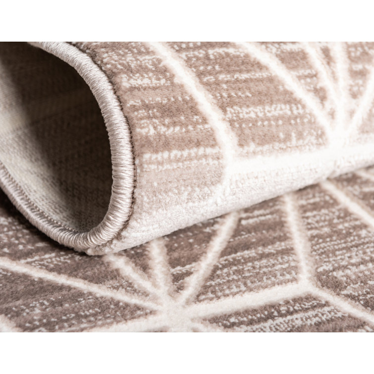 Brown Geometric Stain-Resistant Rectangular Area Rug