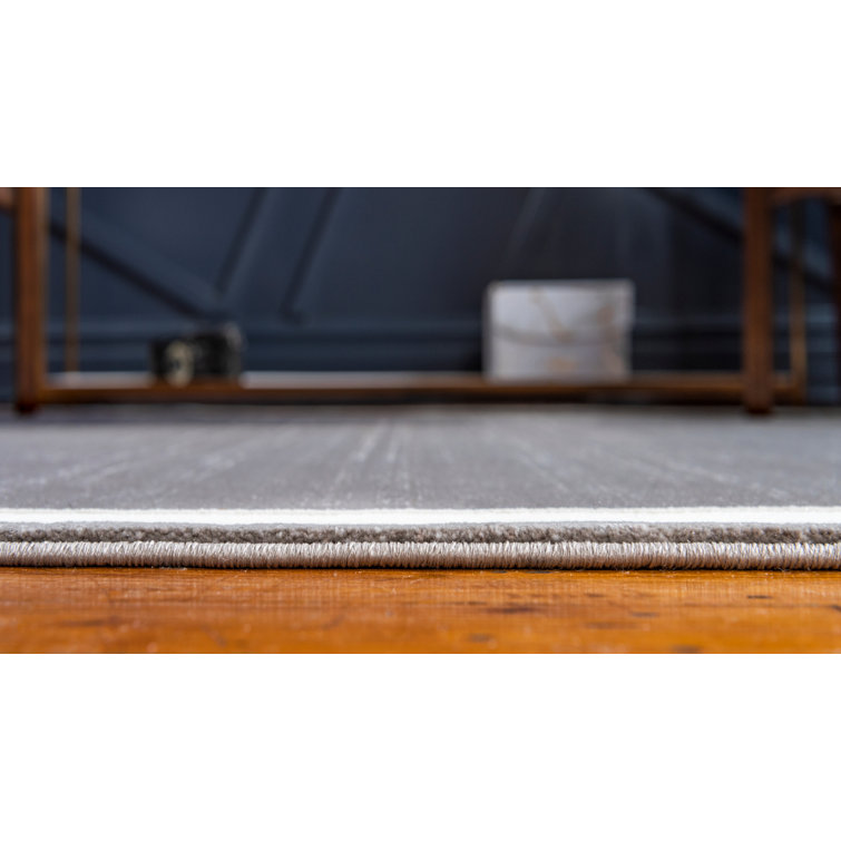 Reversible Gray Geometric Rectangular Synthetic Easy-Care Rug