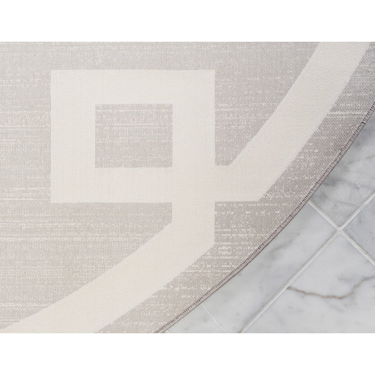 Reversible Gray Geometric Rectangular Synthetic Easy-Care Rug