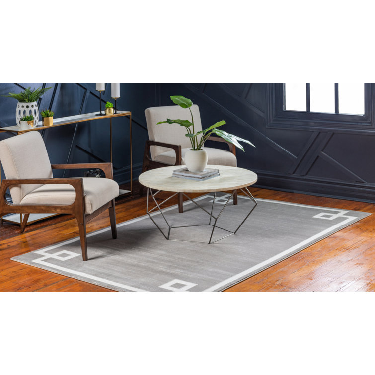 Reversible Gray Geometric Rectangular Synthetic Easy-Care Rug