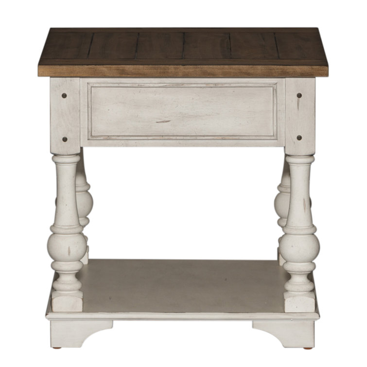 Morgan Creek Antique White and Tobacco 24'' Traditional End Table with Storage