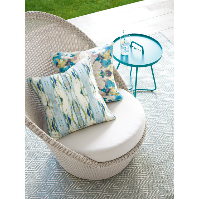 Diamond Light Blue/Ivory Handwoven Indoor/Outdoor Runner Rug