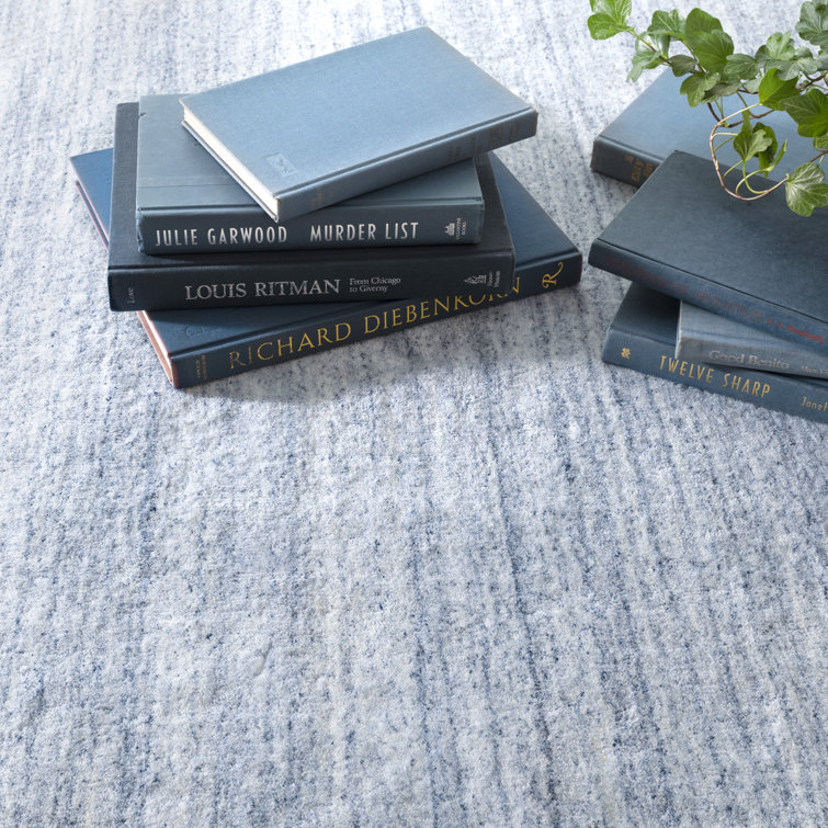 Nordic Sky Stripe Reversible Blue Wool-Blend Rug 36"L x 24"W