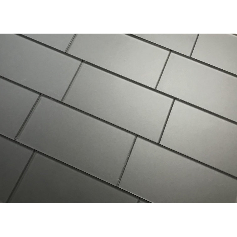 Eternal Royal Gray Frosted Glass Subway Kitchen Wall Tile