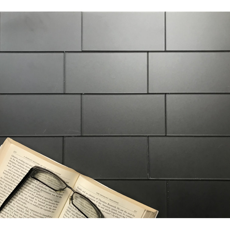 Eternal Royal Gray Frosted Glass Subway Kitchen Wall Tile